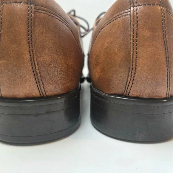 ECCO Mens Citytray Cap Toe Lace Up Shoe Amber Brown Leather Size 41 EU 7-7.5 US - Picture 9 of 13